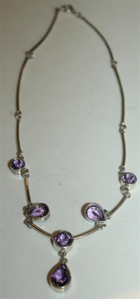 Amethyst fringe necklace